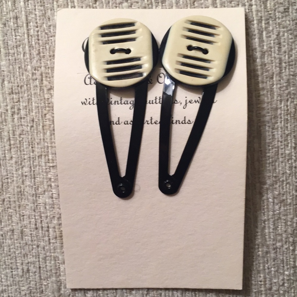 Pair Vintage button hair clips